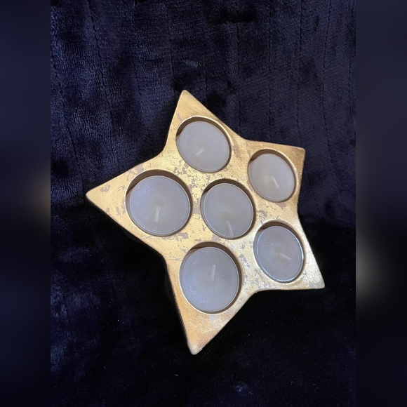 Colonial Candle of Cape Cod Star Tealight Holder 6 candles and box 7" FREE SHIP - Picture 2 of 8